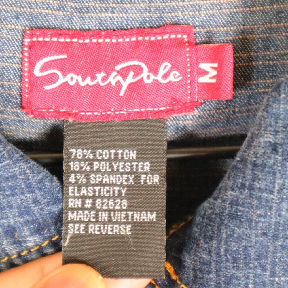 Southpole Jean Jacket Y2K Cropped Denim Women's Medium‎ 18.5x21 - Picture 5 of 9